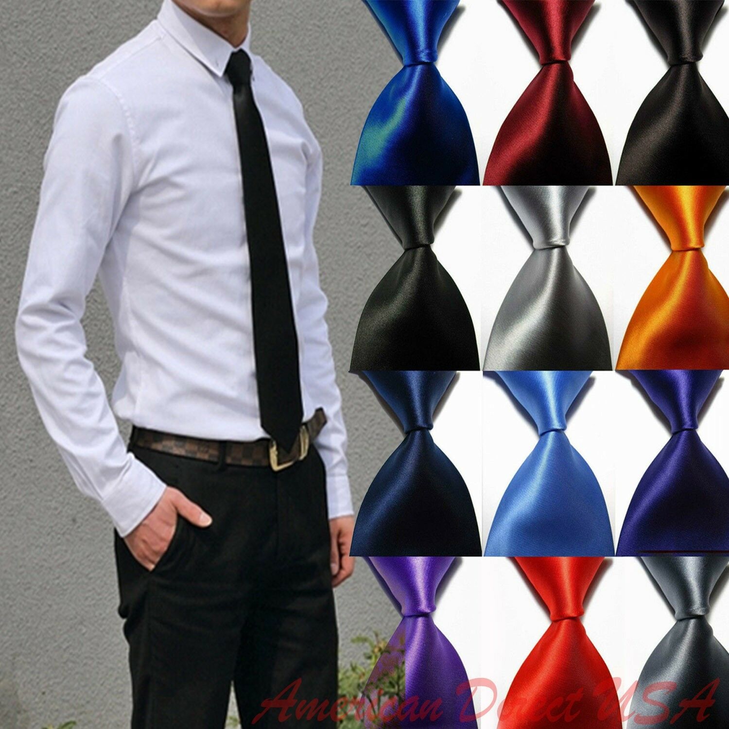Hot! Solid Plain Classic 100%new Silk Jacquard Woven Necktie Men's Tie